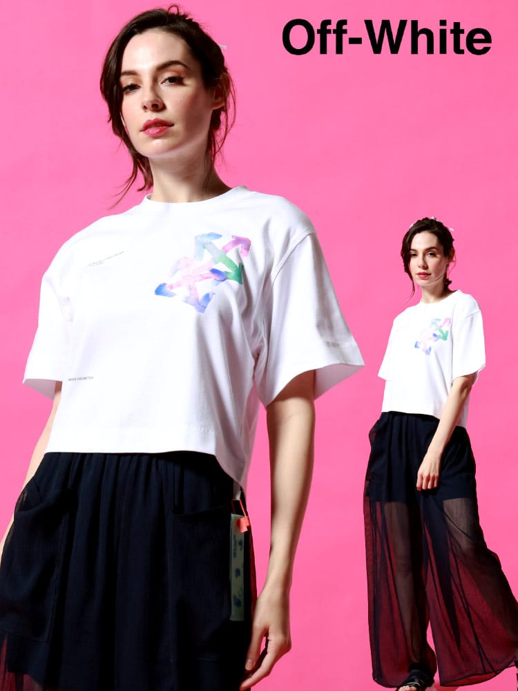 OFF-WHITE (オフホワイト) プリント クルーネック 半袖 ショート Tシャツ WATERCOLOR OWLAA090S21JER1