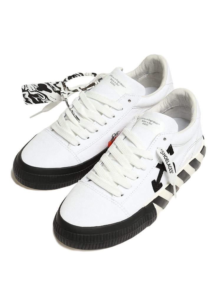 OFF-WHITE (オフホワイト) キャンバス ストライプ ローカットスニーカー LOW VULCANIZED OWLIA178S21FAB1 レディース