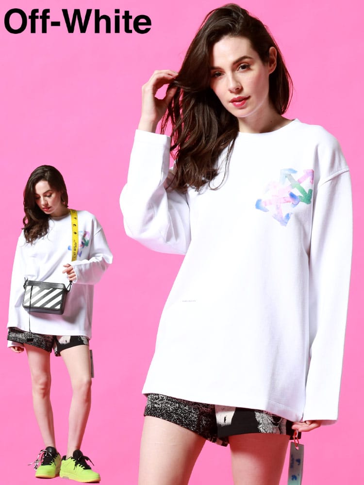 OFF-WHITE (オフホワイト) プリント クルーネック スウェット トレーナー WATERCOLOR OWLBA062S21JER1 レディース ブランド