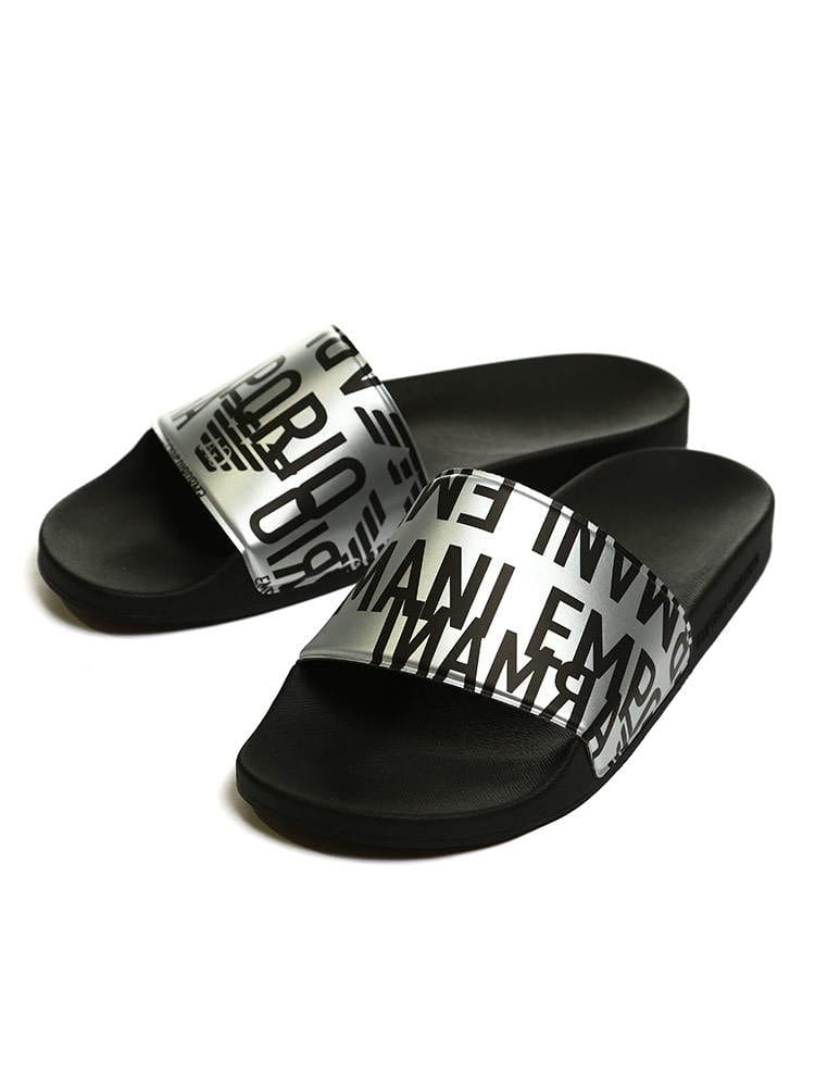 EMPORIO ARMANI EA7 (エンポリオアルマーニ) メタリック ロゴ スライドサンダル EAX4PS04XM762 ブランド