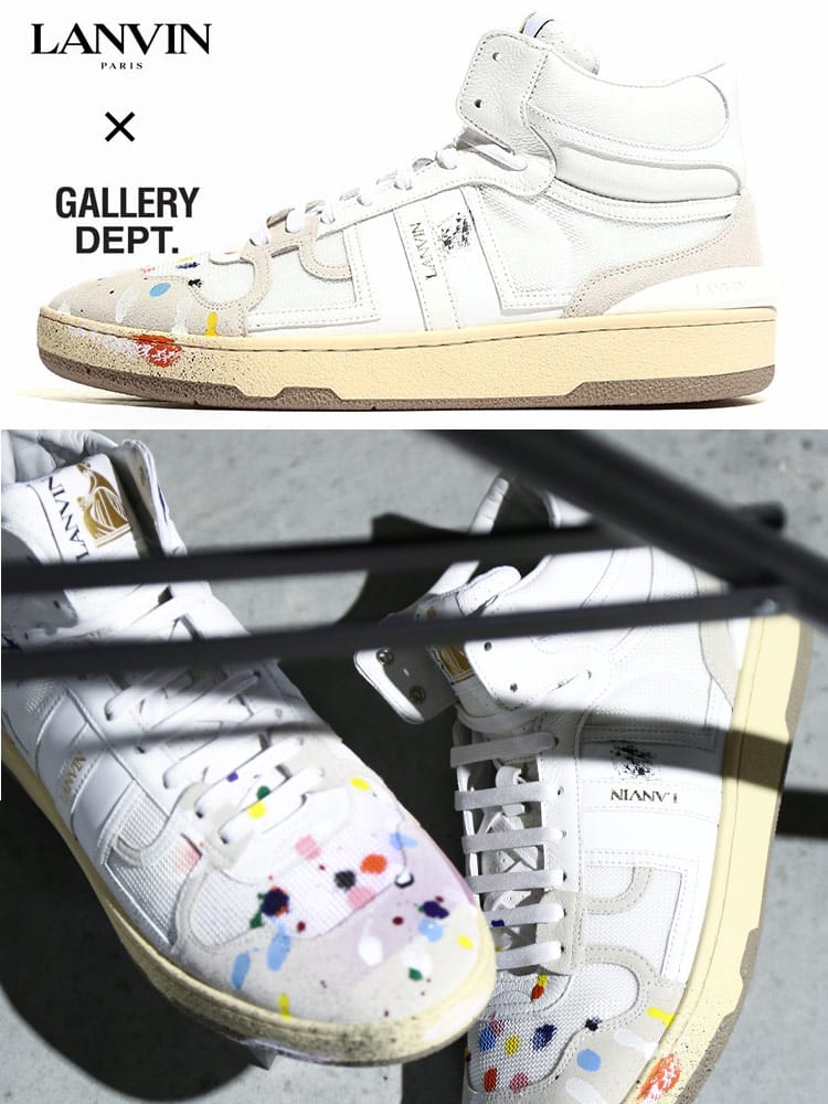 Lanvin x GALLERY DEPT. (ランバン x ギャラリーデプト) コラボ ペイント レースアップ ハイカットスニーカー LNSKDK01NAGDE21 ブランド