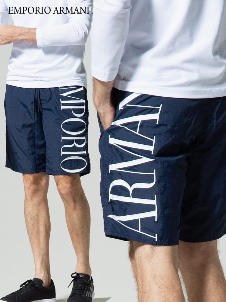 EMPORIO ARMANI (エンポリオアルマーニ) 縦ロゴ メッシュインナー スイムウェア EA2117531P414