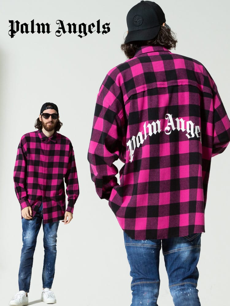 Palm Angels (パームエンジェルス) チェック プリント 長袖 ネルシャツ FLANNEL CURVED LOGO PAGA79F21FAB001 ブランド