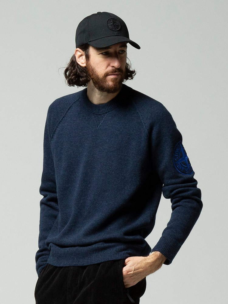 STONE ISLAND ストーンアイランド ロゴ クルーネック 長袖 ニット ブランド メンズ トップス ニット セーター ウール SI7515514B7