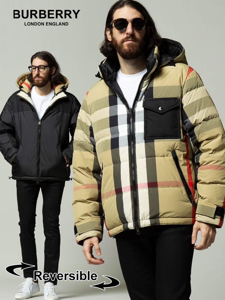 BURBERRY (バーバリー) リバーシブル チェック＆無地 ダウンジャケット RUTLAND BB8033115