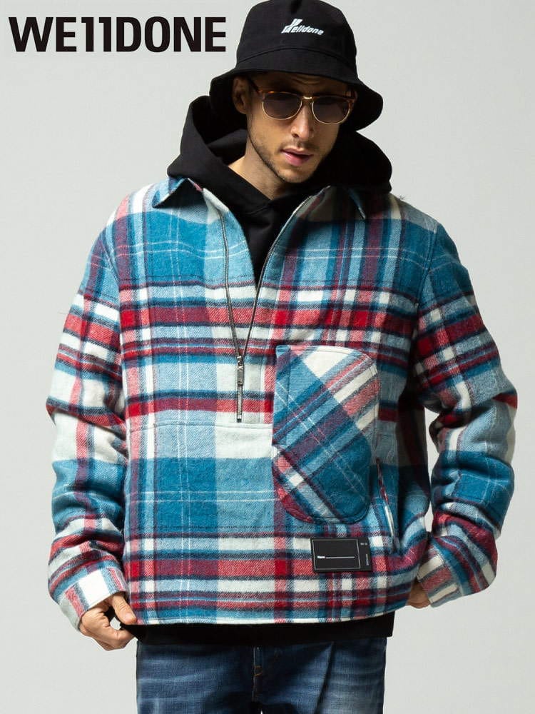 WE11DONE ウェルダン チェック柄 ハーフジップ ブルゾン CHECK ANORAKブランド メンズ アウター ジャケット ブルゾン WDBL320910U