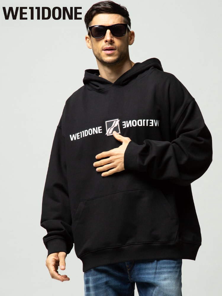 WE11DONE ウェルダン ミラーロゴ プルオーバー スウェット パーカーブランド メンズ トップス パーカー フード WDTH321564U