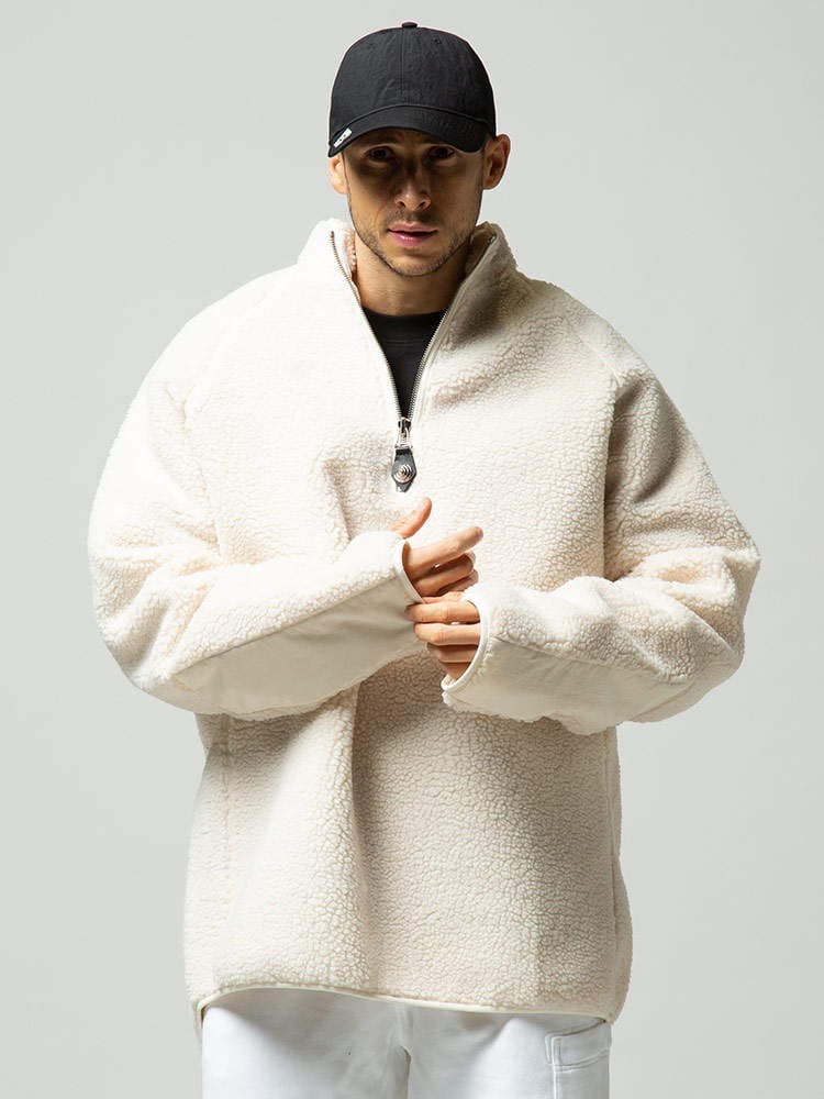 WE11DONE ウェルダン ボアフリース ハーフジップ プルオーバー OVERSIZEDブランド メンズ トップス フリース スタンド WDTS321582U