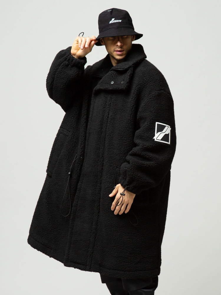 WE11DONE ウェルダン ボア フルジップ スタンド ロングコート OVERSIZEDブランド メンズ アウター ボアジャケット ブルゾン WDJP321193U