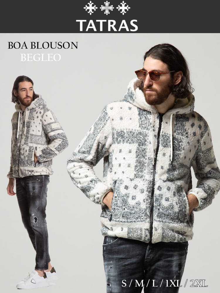 TATRAS (タトラス) ペイズリー柄 裏メッシュ フルジップ ボアパーカー BEGLEO TRMTAT21A4776 ブランド