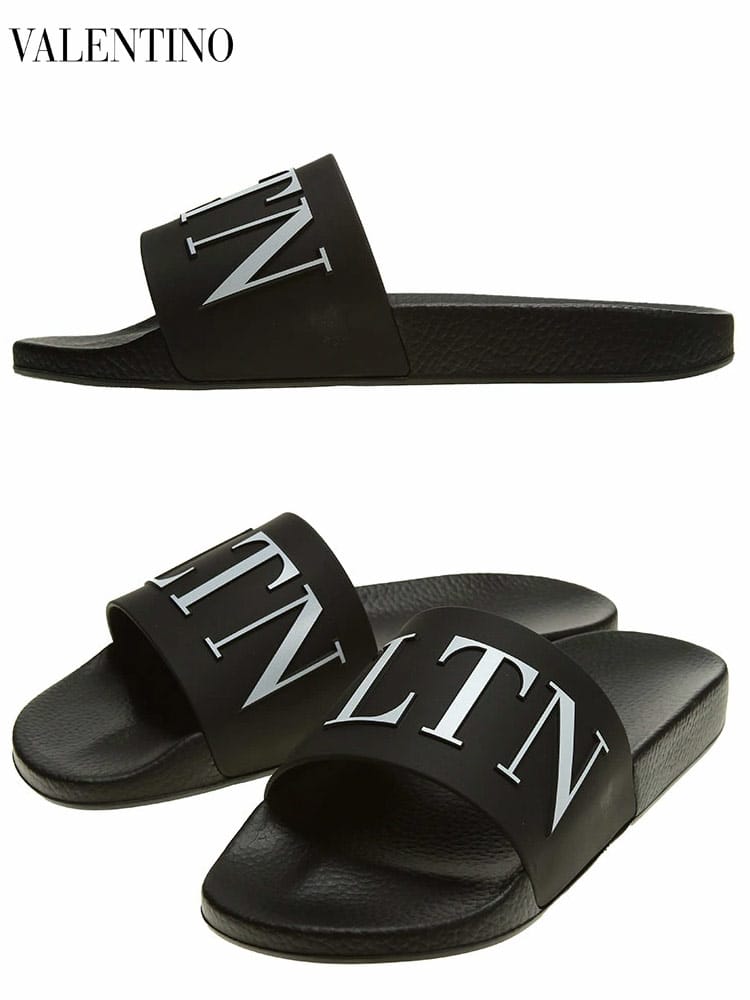 ヴァレンティノ メンズ サンダル VALENTINO ブランド ロゴ スライドサンダル シャワーサンダル 大きいサイズ 黒 プレゼント VLXY2S0873SYE