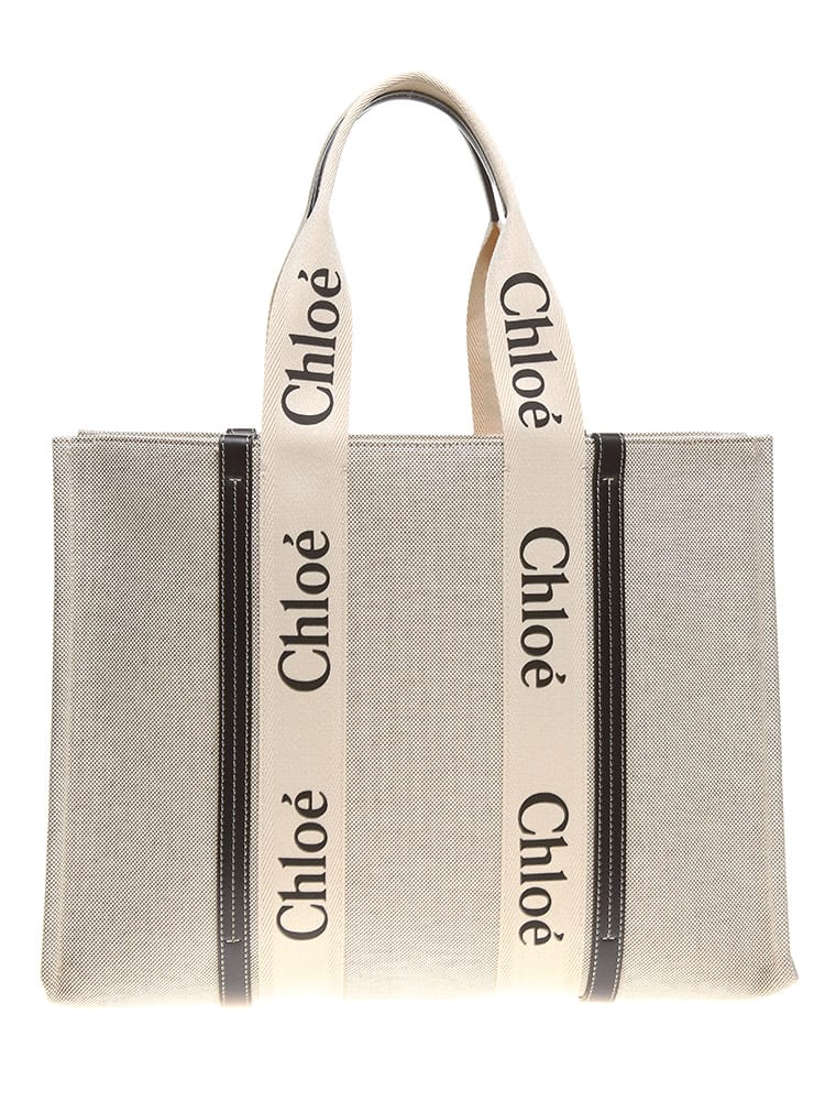 CHLOE (クロエ) コットンキャンバス Woody ラージトートバッグ SCCHC21US382E66