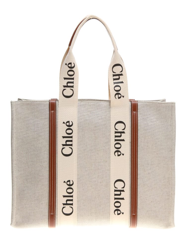 CHLOE (クロエ) コットンキャンバス Woody ラージトートバッグ SCCHC21US382E66