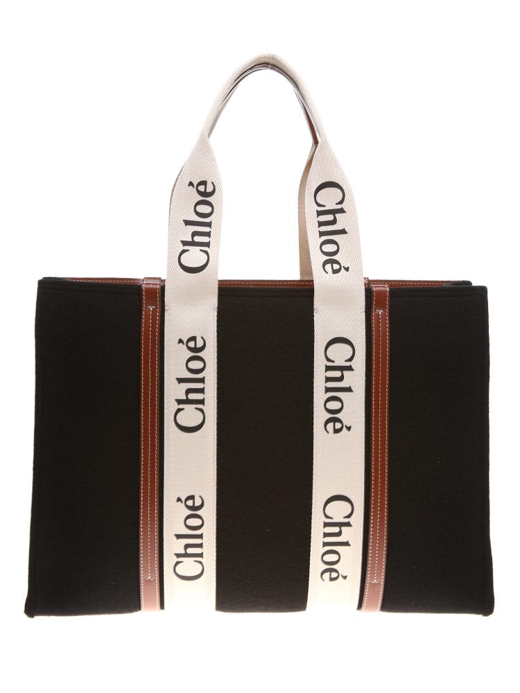 CHLOE (クロエ) ウールフェルト Woody ラージ トートバッグ SCCHC22SS382G64