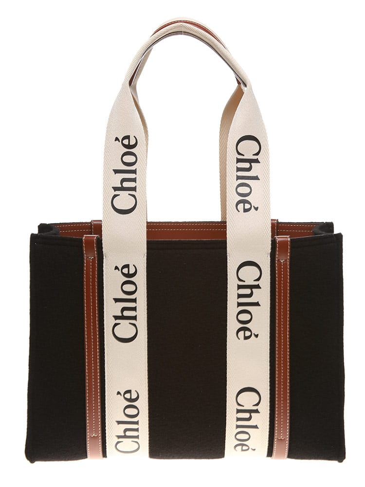 CHLOE (クロエ) ウールフェルト Woody ミディアムトートバッグ SCCHC22SS383G64
