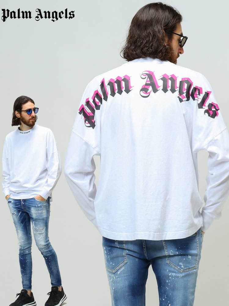 Palm Angels パームエンジェルス メンズ Tシャツ ブランド バック ロゴ クルーネック 長袖 ロンT 大きいサイズ DOUBLED LOGO PAAB001C99JER00