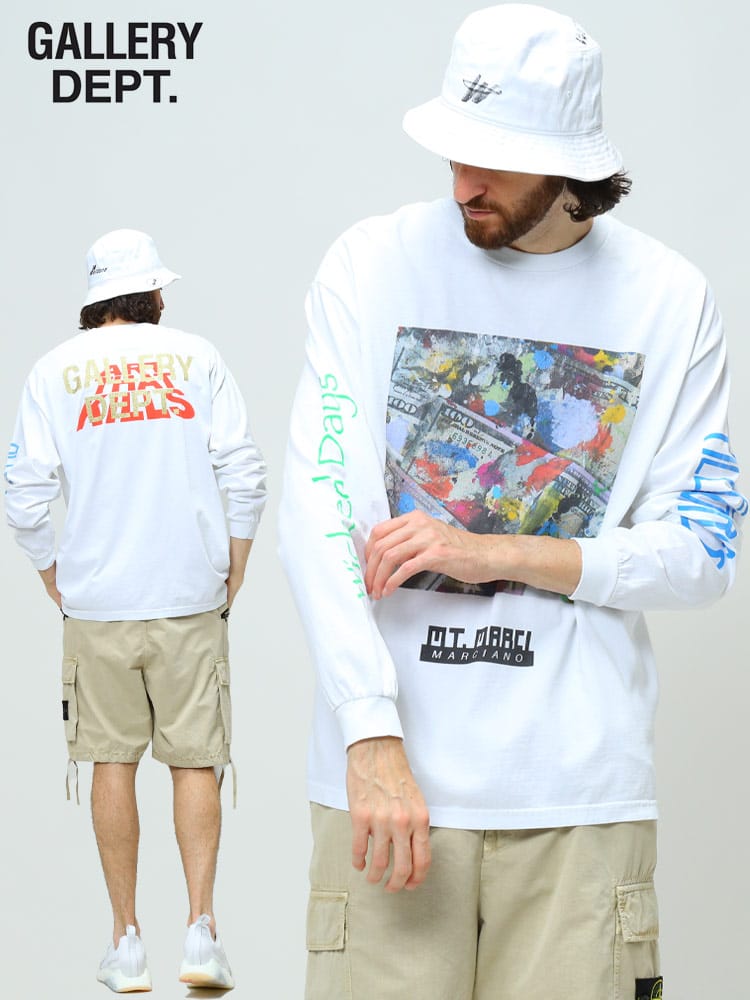 GALLERY DEPT. ギャラリーデプト メンズ ブランド Tシャツ 長袖 プリント クルーネック ロンT 大きいサイズ ALLEGORIES GDMMAT1130