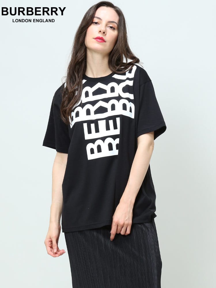 BURBERRY バーバリー レディース ブランド Tシャツ 半袖 ロゴ シンメトリー クルーネック オーバーサイズ BBL8052210