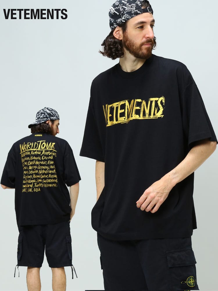 VETEMENTS ヴェトモン ブランド メンズ Ｔシャツ 半袖 ロゴ　プリント クルーネック WORLD TOUR VMUE52TR270