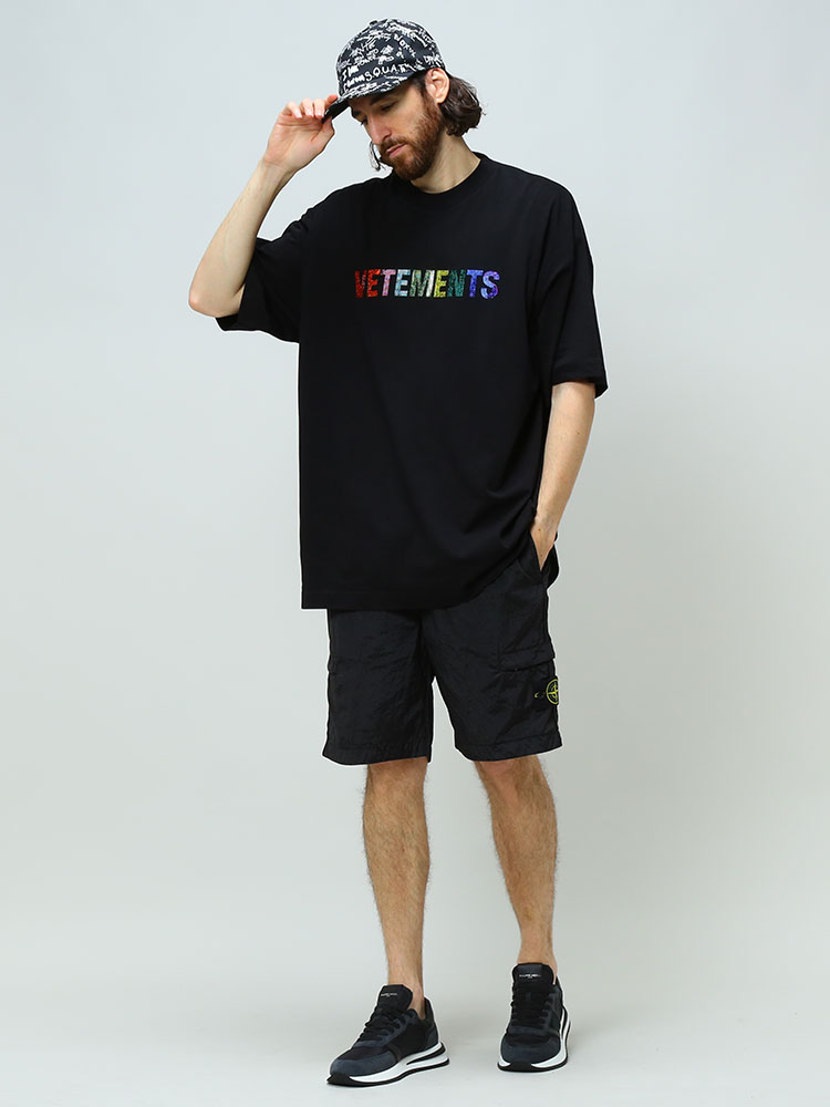 VETEMENTS ヴェトモン ブランド メンズ Ｔシャツ 半袖 レインボー ロゴ クルーネック CRYSTAL LOG【サカゼン公式通販】