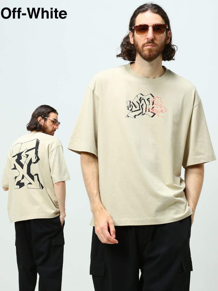 オフホワイト メンズ Tシャツ 半袖 OFF-WHITE ブランド トップス シャツ カットソー プリント プリントT クルーネック GRAFFITI OUTLINE OVER OWAA120S22JER03