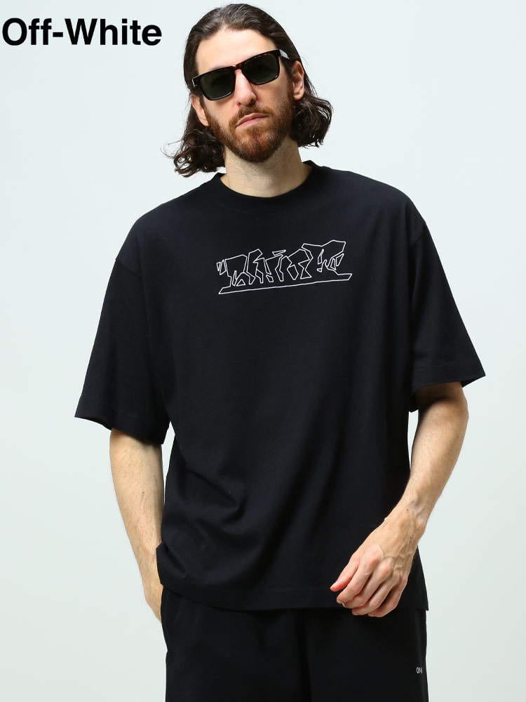 オフホワイト メンズ Tシャツ 半袖 OFF-WHITE ブランド トップス シャツ カットソー 刺繍 デザイン クルーネック FIGURE OF SPEECH OVER OWAA120S22JER04