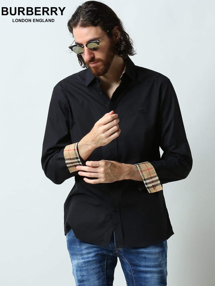 バーバリー メンズ シャツ BURBERRY ブランド トップス 長袖シャツ 長袖 モノグラムモチーフ 刺繍 ヴィンテージチェック チェック柄 80323051 BB8032305