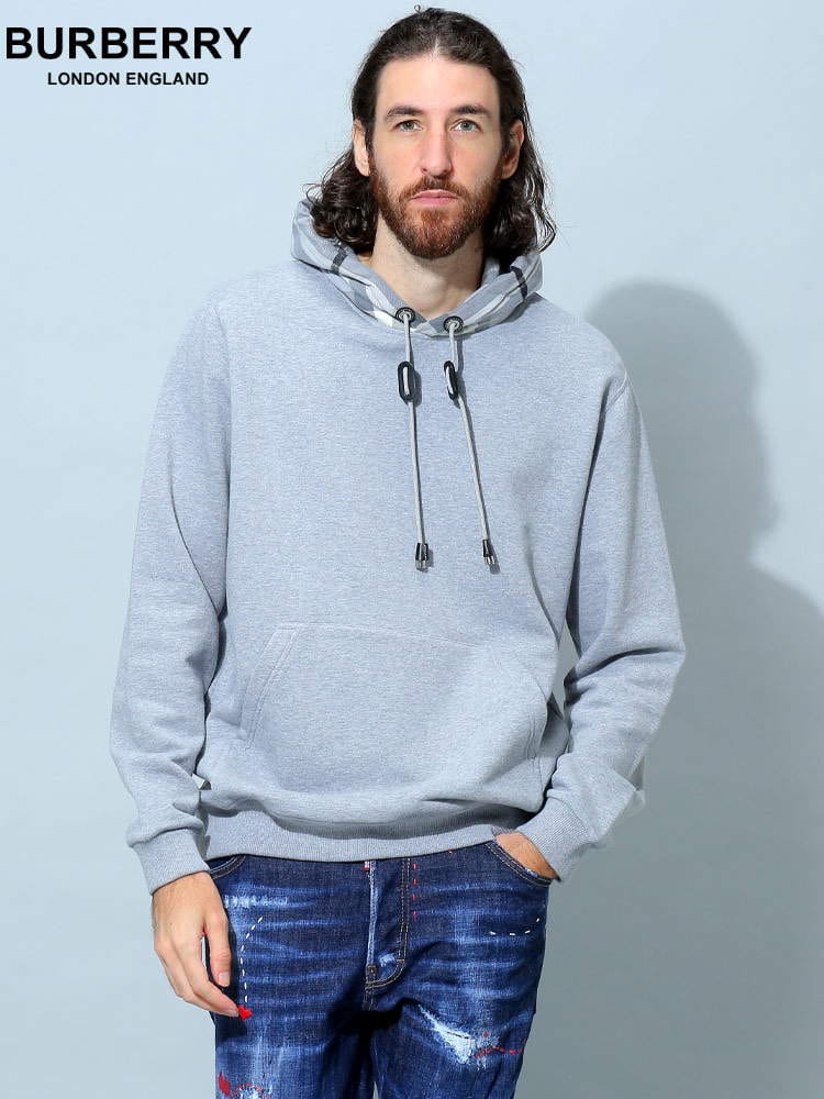バーバリー メンズ パーカー BURBERRY ブランド フーディー トップス 長袖 スウェット チェック フード BB8057010