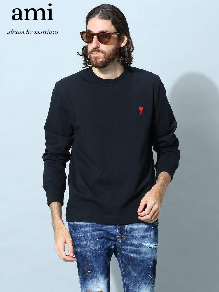 アミパリス メンズ Tシャツ 長袖 AMI PARIS ブランド トップス トレーナー ロンT ロゴ 刺繍 AMIUTS200701