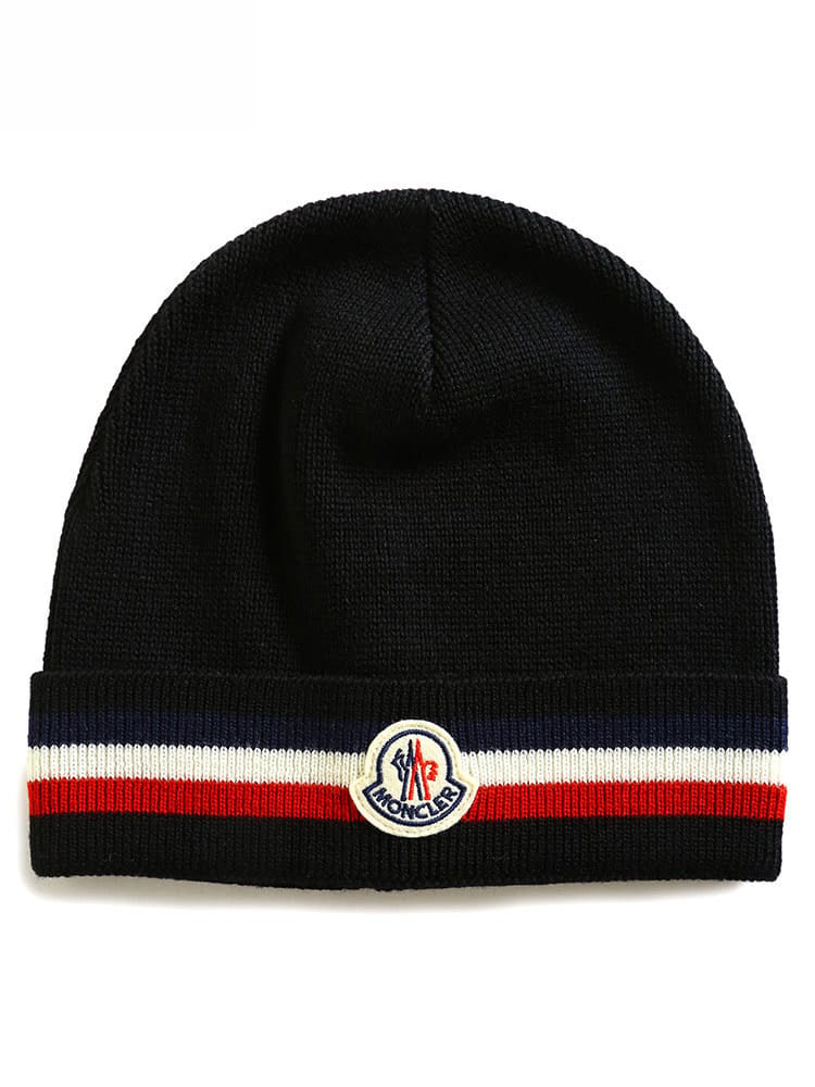 MONCLER (モンクレール) トリコロール ワンポイント ニットキャップ MC3B00045A9575 ブランド