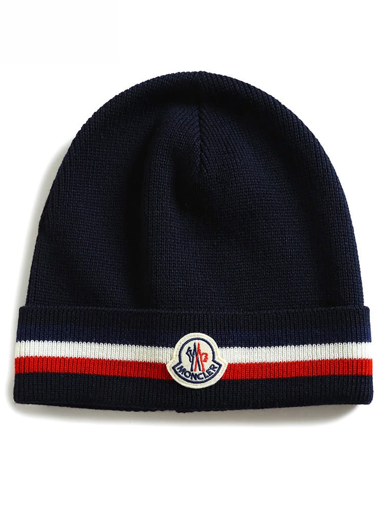 MONCLER (モンクレール) トリコロール ワンポイント ニットキャップ MC3B00045A9575 ブランド
