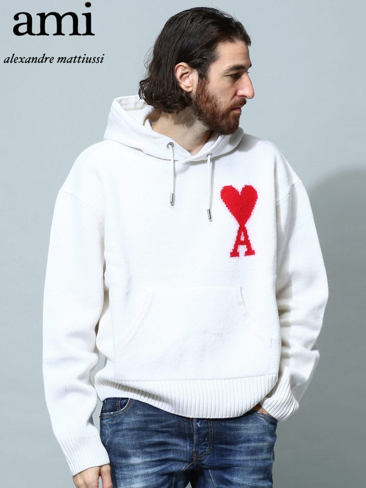 アミパリス メンズ パーカー AMI PARIS ブランド トップス フーディー ニット ロゴ プルオーバー 長袖 ユニセックス AMUKS802018