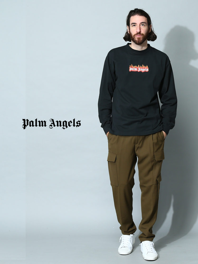 Palm Angels (パームエンジェルス) ロゴプリント クルーネック 長袖 Tシャツ BURNING LOGO P【サカゼン公式通販】