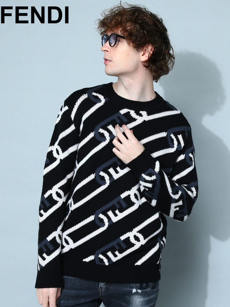 フェンディ メンズ ニット FENDI  トップス セーター クルーネック ブランド ウール レギュラーフィット FDFZX085AL3V