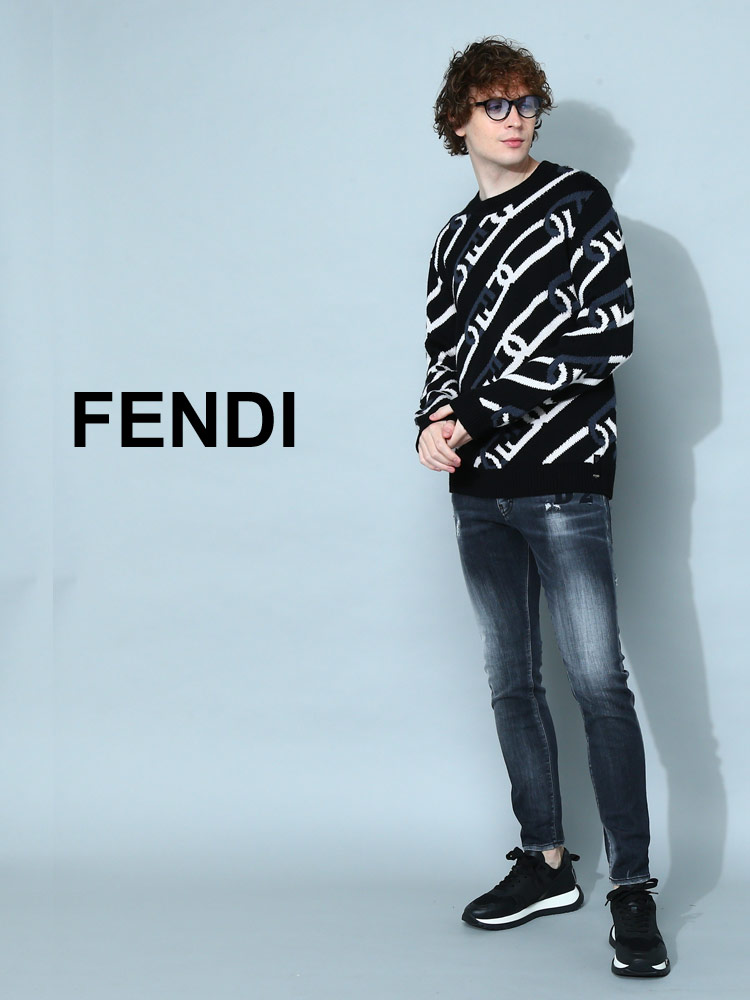 フェンディ メンズ ニット FENDI トップス セーター クルーネック ブランド ウール レギュラーフィット FDF【サカゼン公式通販】