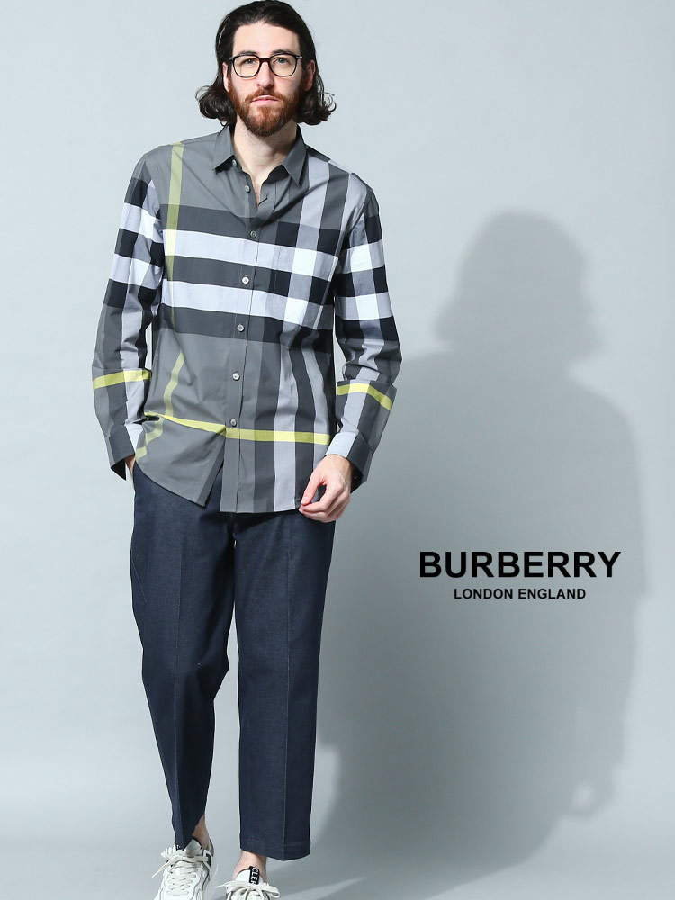 BURBERRY (バーバリー) チェック ストレッチコットンポプリン シャツ