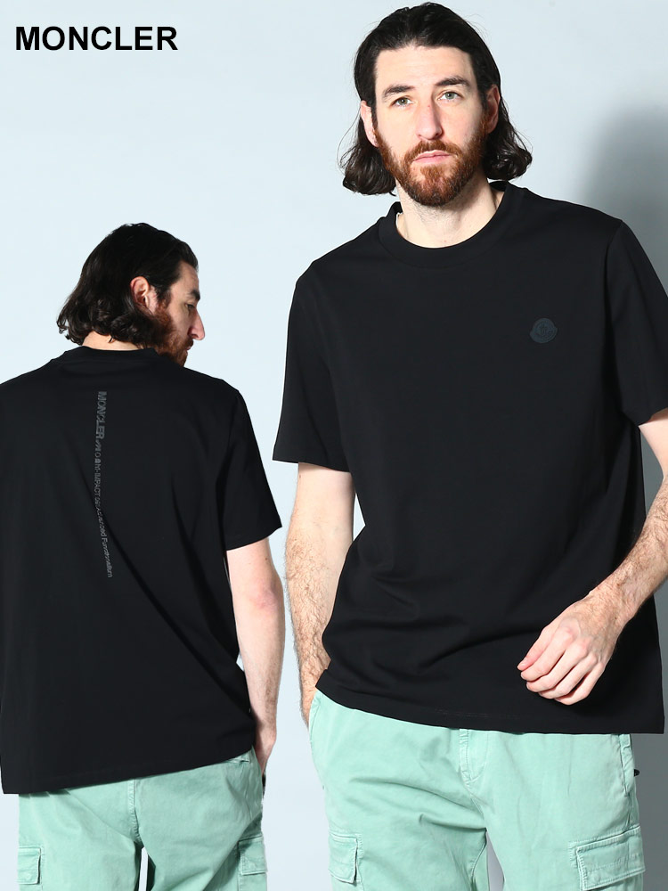 MONCLER (モンクレール) バック縦ロゴ クルーネック 半袖 Tシャツ 