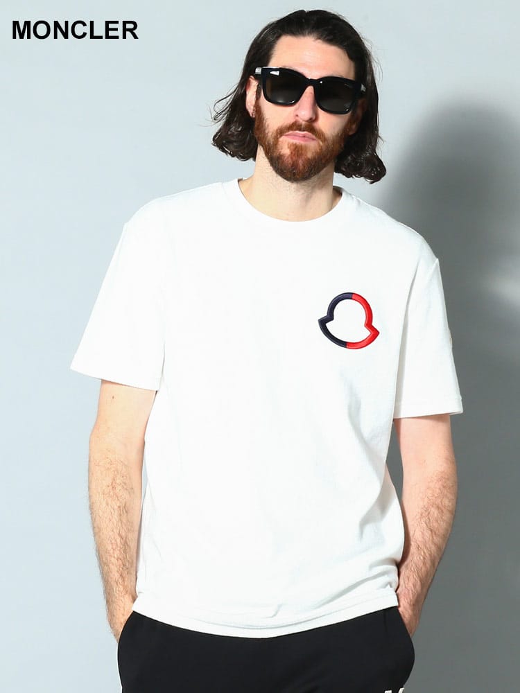 MONCLER (モンクレール) ロゴ刺繍 パイル地 クルーネック 半袖 Tシャツ MC8C00003899VV
