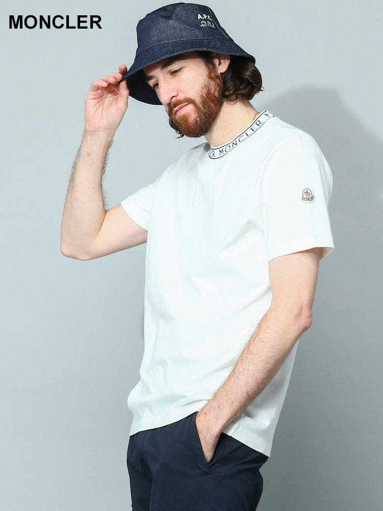 MONCLER (モンクレール) 襟ロゴ クルーネック 半袖 Tシャツ メンズ 