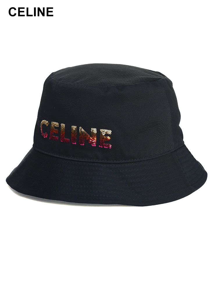 CELINE (セリーヌ) スパンコールロゴ バケットハット メンズ ブランド 