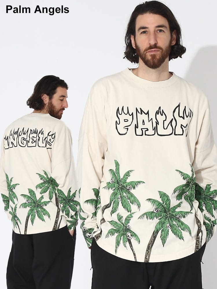 Palm Angels (パームエンジェルス) プリント クルーネック 長袖 T 