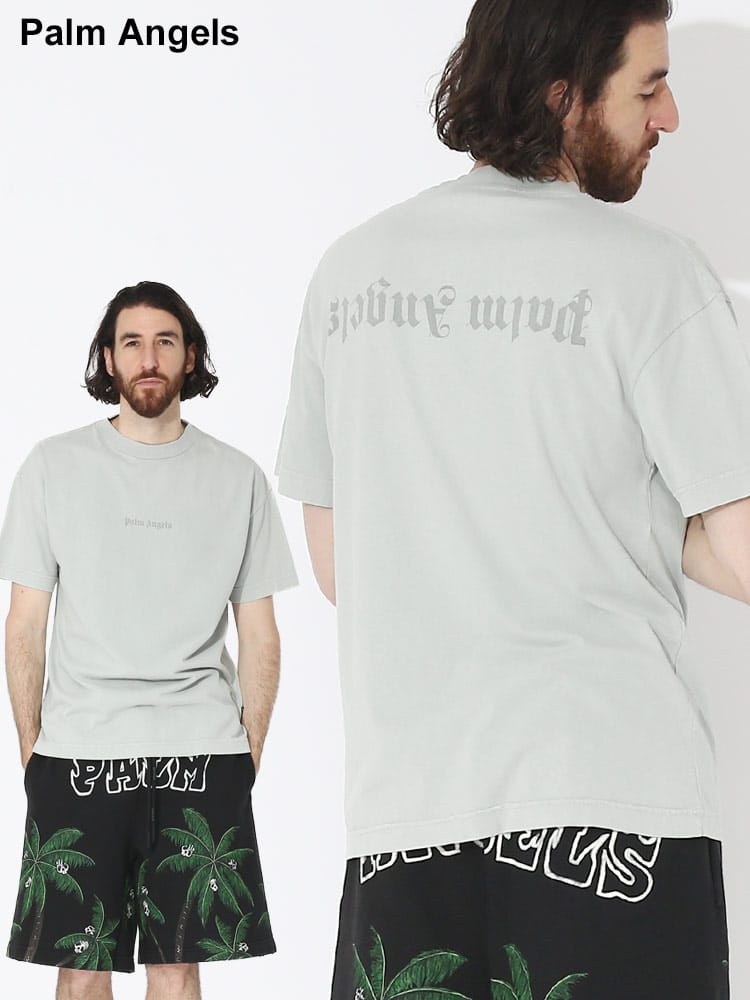 Palm Angels (パームエンジェルス) バックロゴ クルーネック 半袖 Tシャツ PA001S23JER004 メンズ ブランド