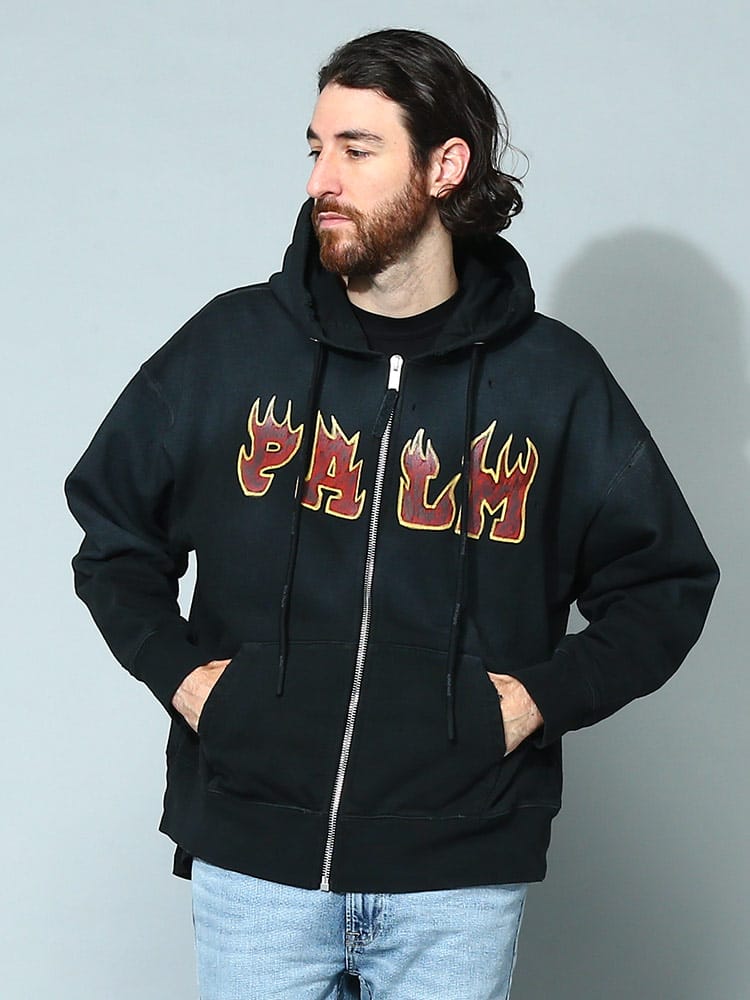 Palm Angels (パームエンジェルス) プリント フルジップ パーカー LOGO FLAMED PABE015S23FLE01 メンズ ブランド