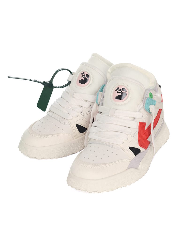 OFF-WHITE (オフホワイト) レザー レースアップ ミッドカット スニーカー MIDTOP SPONGE OWIA234S23LEA01