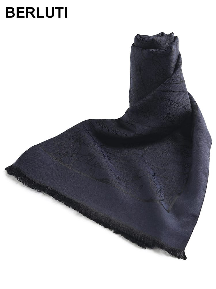 BERLUTI (ベルルッティ) シルク＆カシミヤ 総柄 スカーフ BRT25SJ142001 ブランド メンズ 男性 ストール