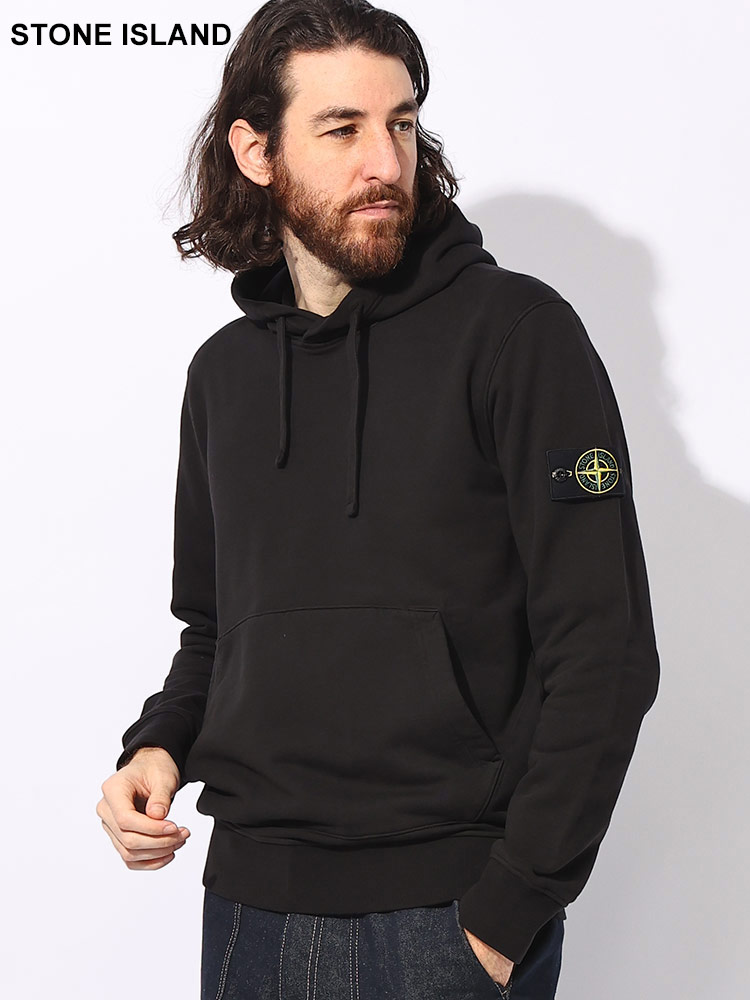 Stone Island ロゴパッチ プルオーバー　スウェットパーカー XL 黒