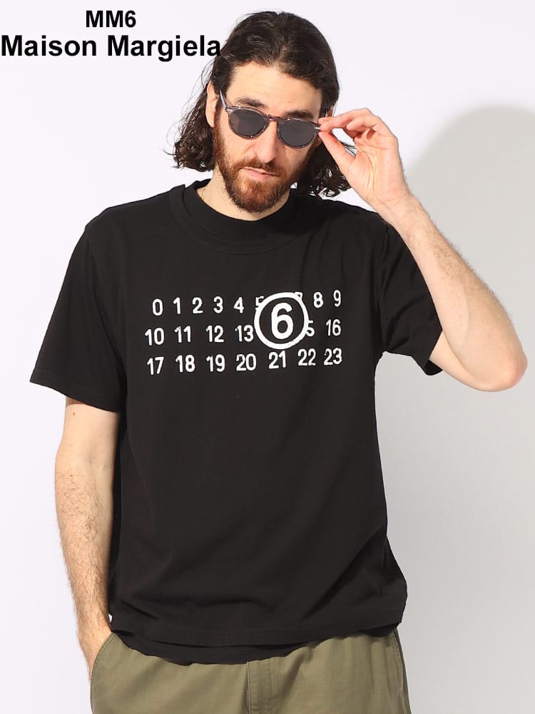 MM6 Maison Margiela (エムエムシックス メゾン マルジェラ) コットン Numeric プリント ツーレイヤー クルーネック 半袖 Tシャツ MM6GC0001STJ391 メンズ