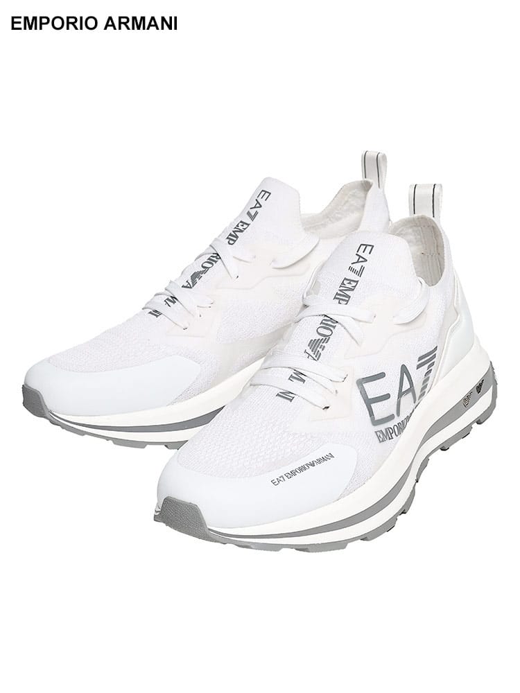 EMPORIO ARMANI EA7 (エンポリオアルマーニ) ニットアッパー ロゴ ローカット スニーカー Altura Knit EAX8X113XK269 メンズ