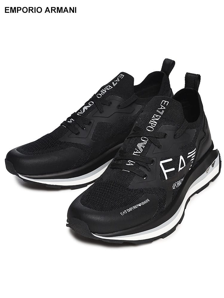 EMPORIO ARMANI EA7 (エンポリオアルマーニ) ニットアッパー ロゴ ローカット スニーカー Altura Knit EAX8X113XK269 メンズ