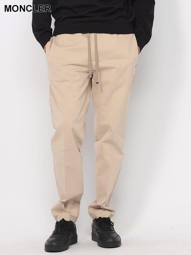 MONCLER (モンクレール) レザーパッチ ウエストコード ノータック ロングパンツ MC2A00026597WE メンズ